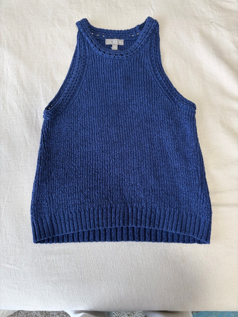 J. Crew Textured Knit Tank Top in Indigo Blue